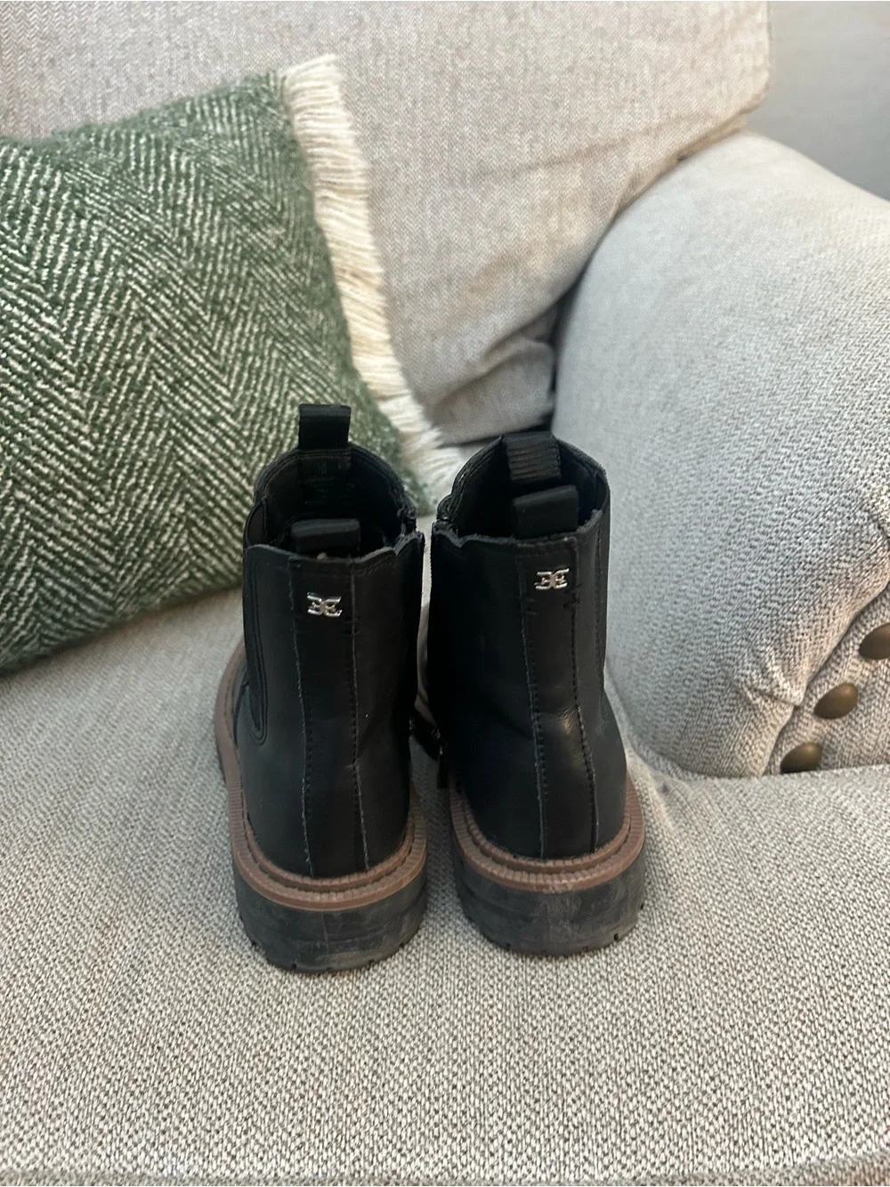 Girls Black Chelsea Boots with Brown Sole - Sam Edelman